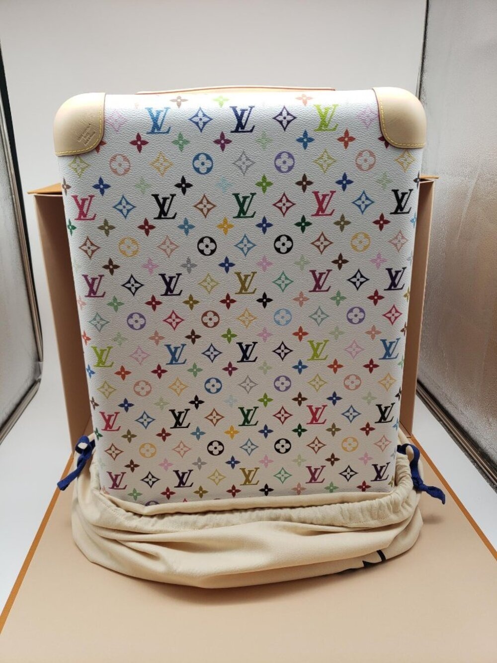 Authentic Louis Vuitton White Multicolor Spinner Carry-On Horizon 55 Murakami - Picture 3 of 16